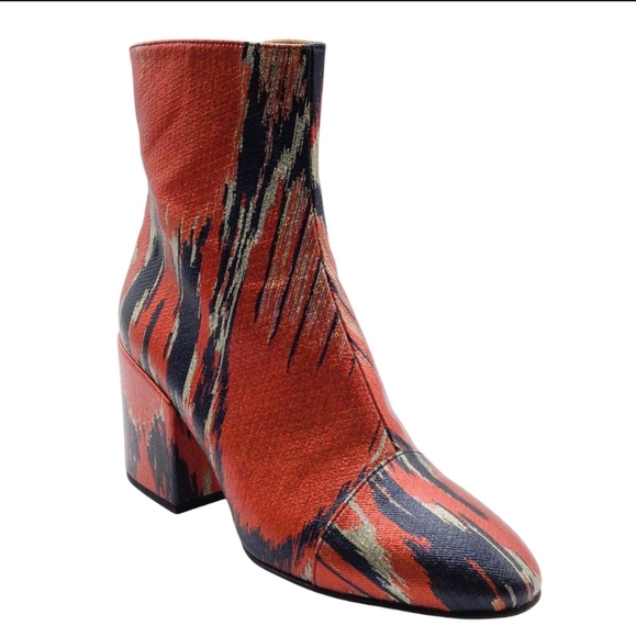 Dries Van Noten Shoes - Dries Van Noten Metallic Ikat Print Booties